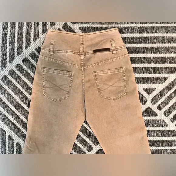 BRUNELLO CUCINELLI Sz 2 The Wrap Straight Jeans Raw Hem Khaki Denim Orig $1495